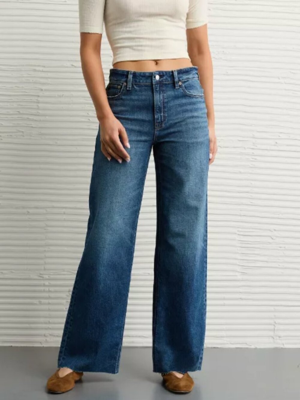 American Eagle Dreamy Drape Stretch Super High-Waisted Baggy Wide-Leg Jean